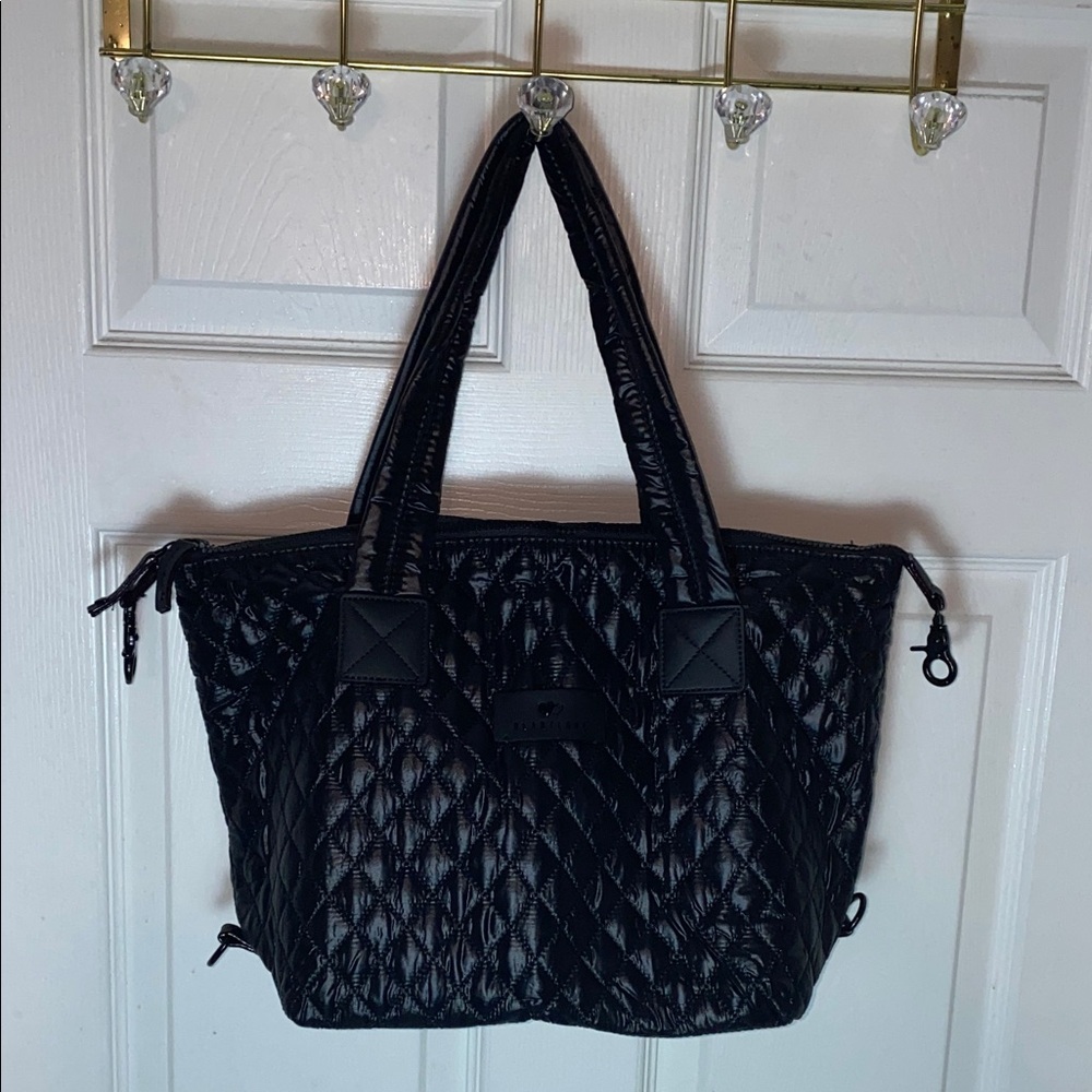 NWT Heartlove  Black Quilted Tote Bag Large